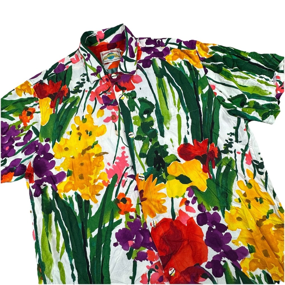 Vintage Jams World 30th Anniversary Button-Up Shirt Men M Floral Collector Beach